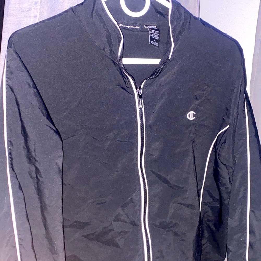 black and white champion elite jacket 🧥🌚